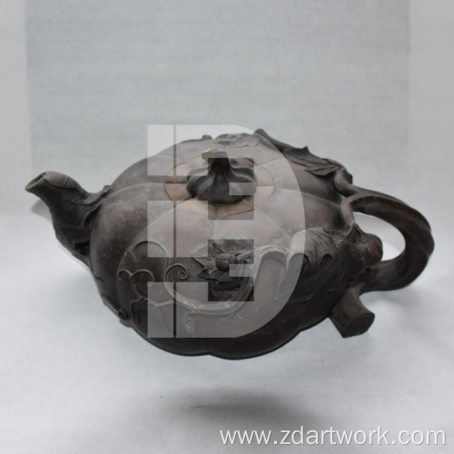 Stone carved teapot Large pumpkin pot